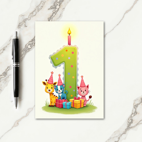 First Birthday Animals Card