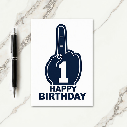 First Birthday Navy Hand Card