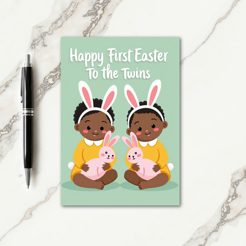 First Birthday Twins Celebration Card