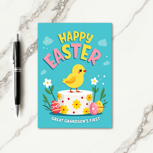 First Easter Grandson Celebration Card