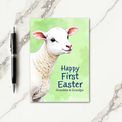First Easter Lamb Grandma Grandpa Card