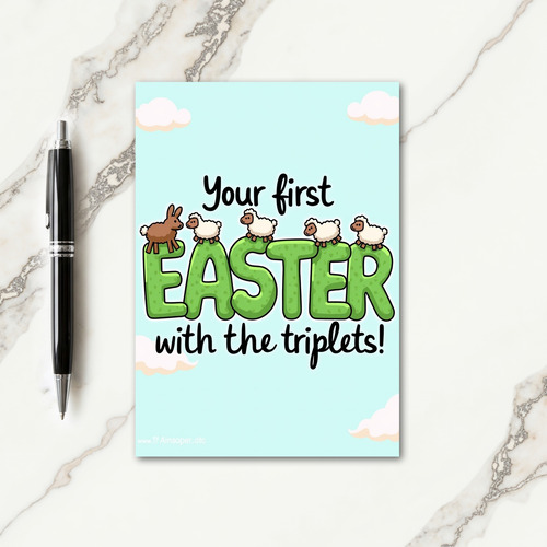 First Easter Triplets Greeting Card