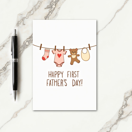 First Fathers Day Bib Bear Card