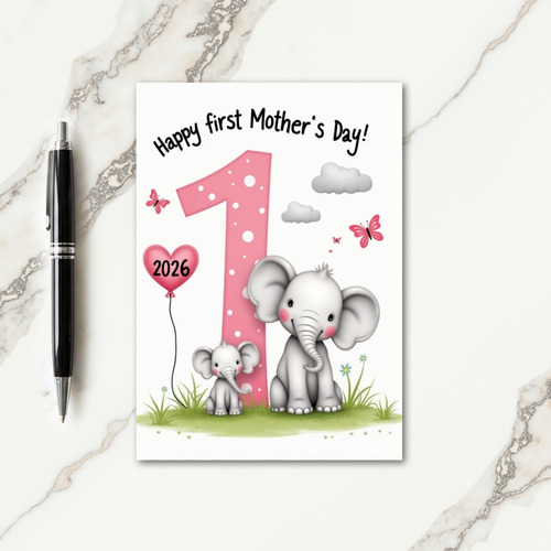 First Mothers Day Elephants Card