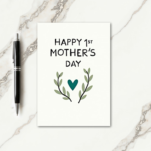 First Mothers Day Teal Heart Card