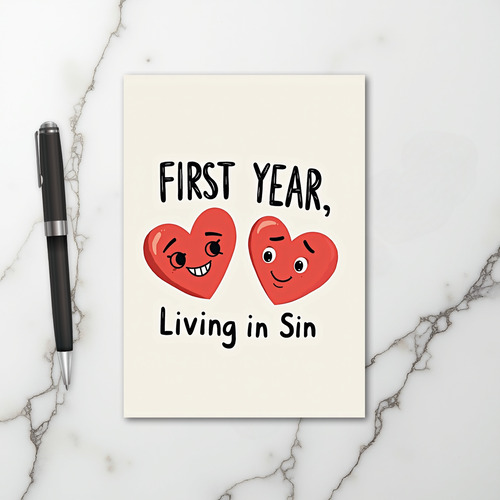 First Year Living In Sin Funny Card