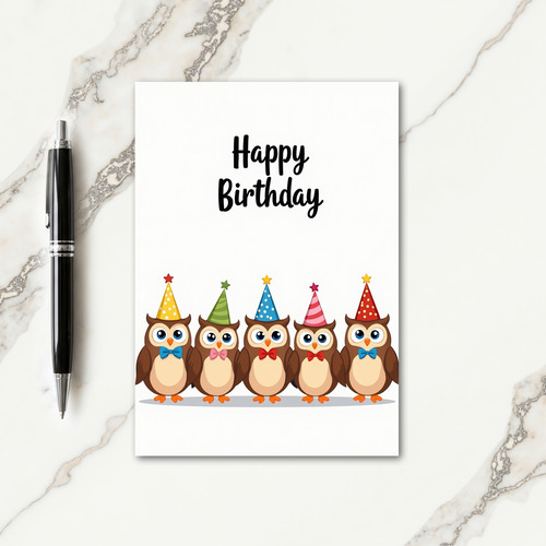 Five Party Birds Birthday Card