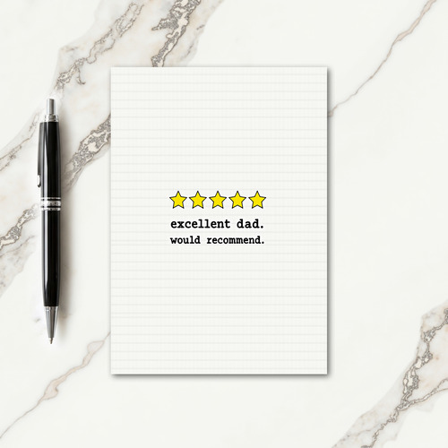 Five Stars Fathers Day Review Card