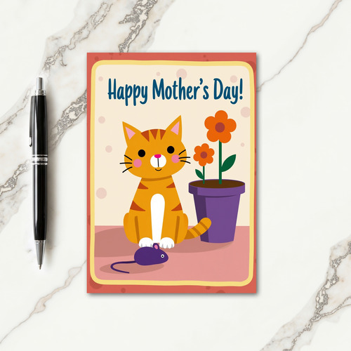 Flat Cat Happy Mothers Day Card