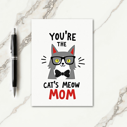 Flat Feline Cats Meow Mom Card
