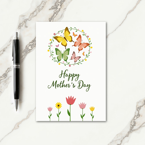 Flat Floral Happy Mothers Day Card