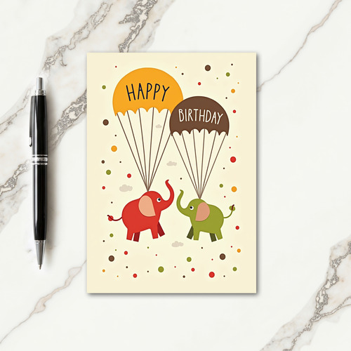 Floating Elephant Birthday Card