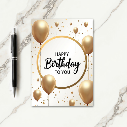 Floating Gold Birthday Card