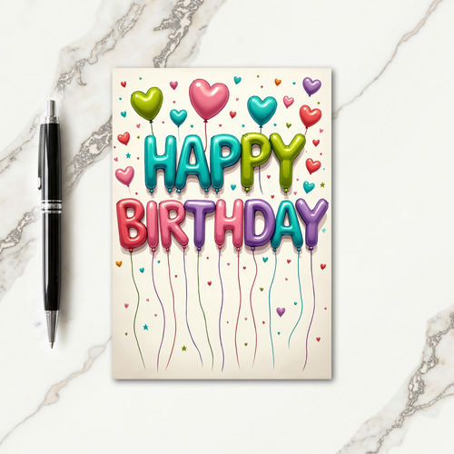 Floating Letter Birthday Card