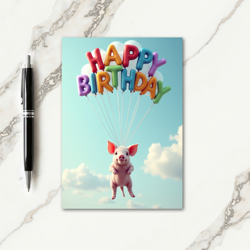 Floating Pink Birthday Card