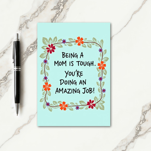 Floral Amazing Mom Job Card