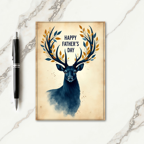 Floral Antler Fathers Day Card