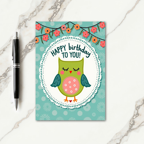 Floral Aquamarine Birthday Card