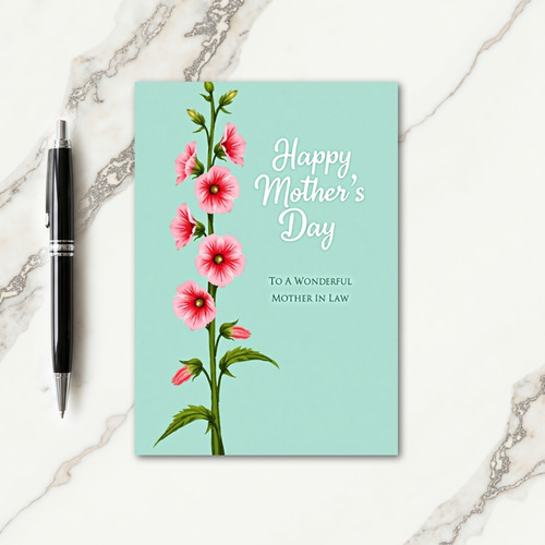 Floral Aquamarine Mothers Day Card