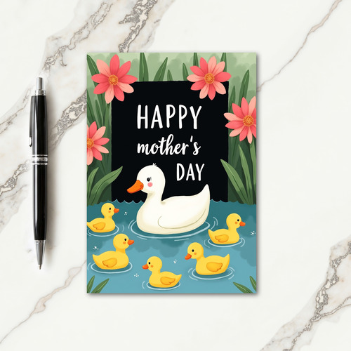 Floral Aquatic Bird Family Card