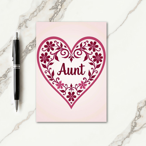 Floral Aunts Day Heart Card
