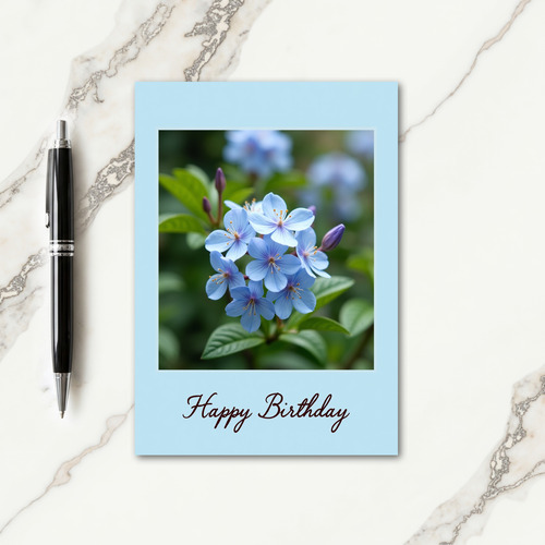 Floral Azure Blooms Birthday Card