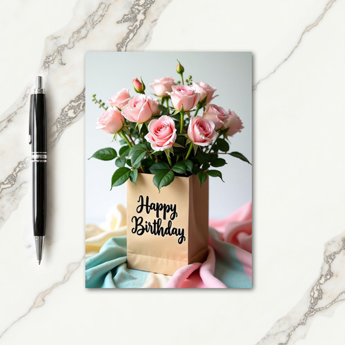 Floral Bag Birthday Card