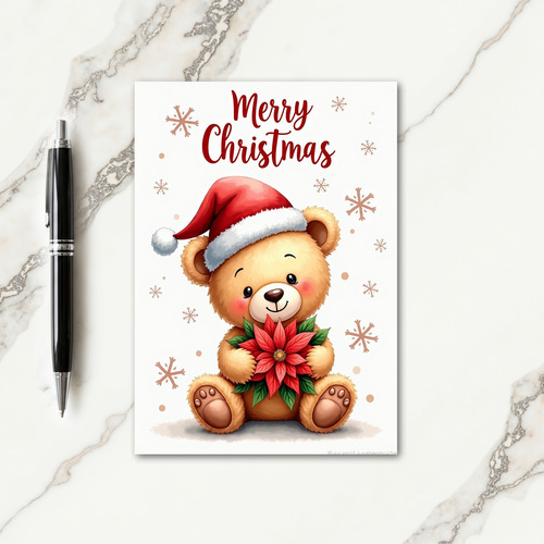 Floral Bear Christmas Card
