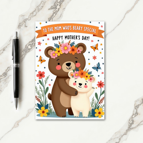 Floral Bear Hugs Happy Day Card
