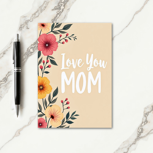 Floral Beige Greeting Card