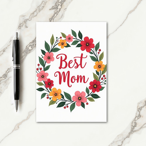 Floral Best Mom Day Greeting Card