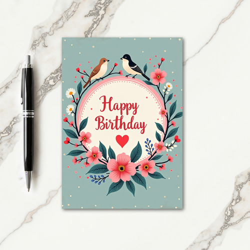 Floral Birthday Birds Card