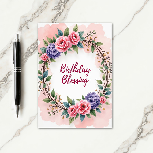 Floral Birthday Blessing Card