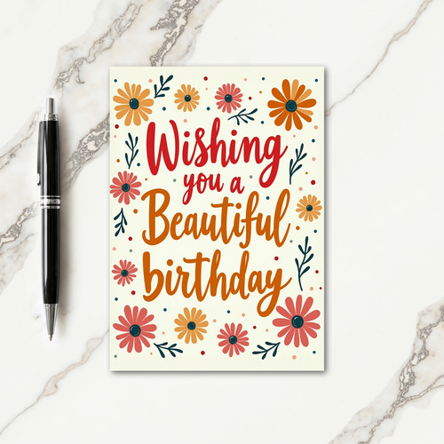 Floral Birthday Calligraphy Card
