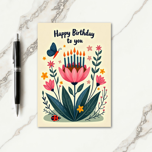 Floral Birthday Candle Card