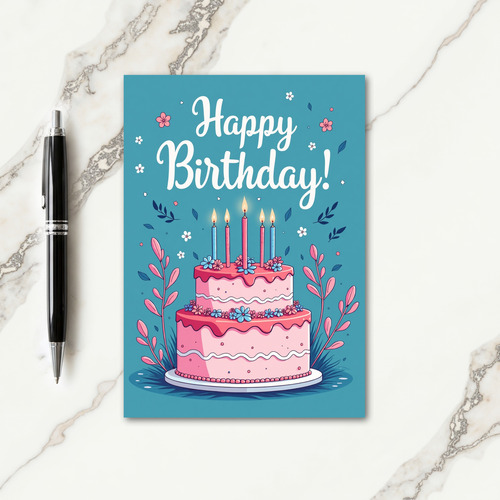 Floral Birthday Dessert Card
