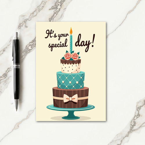 Floral Birthday Dessert Image Card