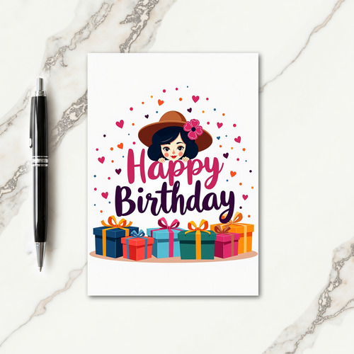 Floral Birthday Gift Boxes Card