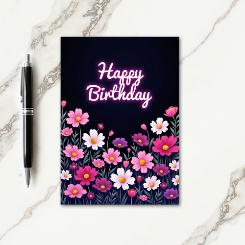 Floral Birthday Glow Card