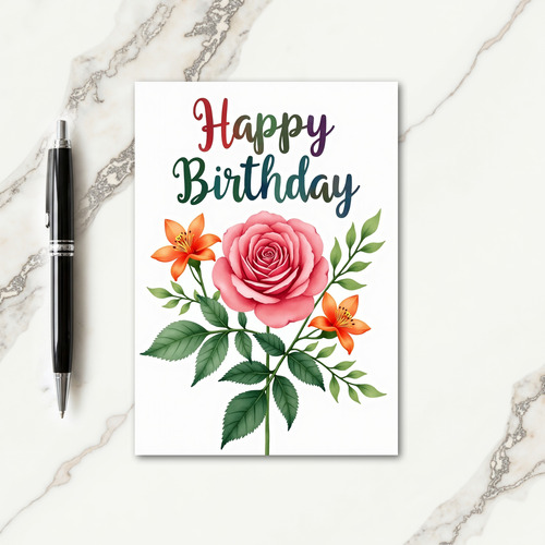 Floral Birthday Gradient Script Card