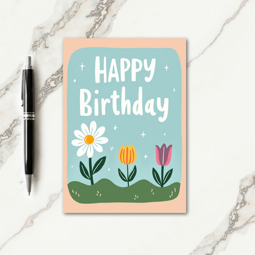 Floral Birthday Peach Frame Card