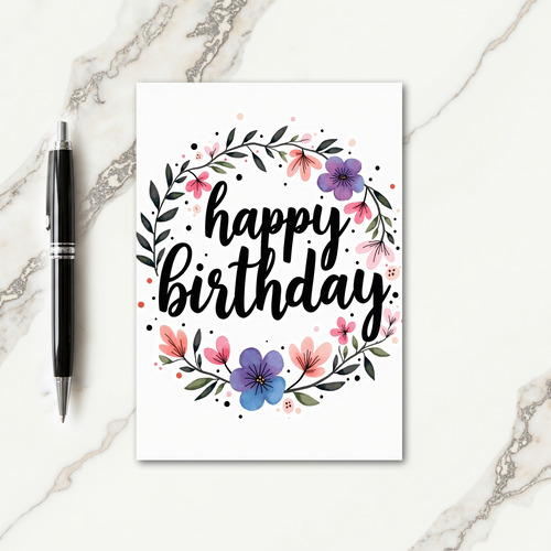 Floral Birthday Script Card