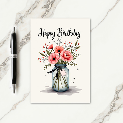 Floral Birthday Sketch Card