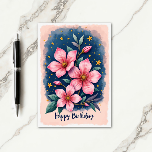 Floral Birthday Starry Card