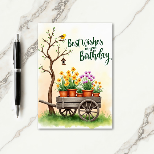 Floral Birthday Wheelbarrow Card