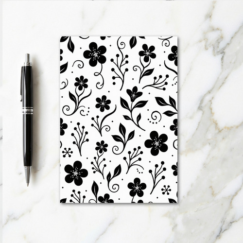 Floral Black And White Pattern Card