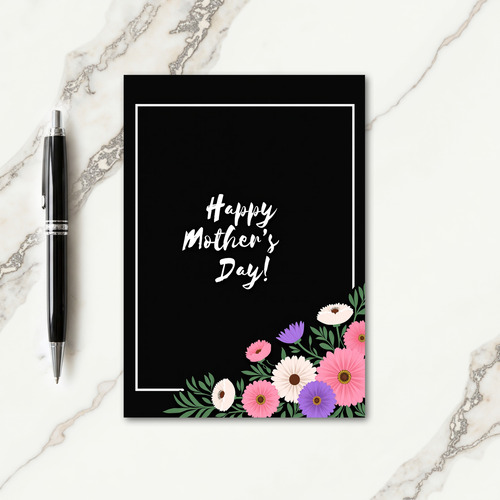 Floral Black Backdrop Card
