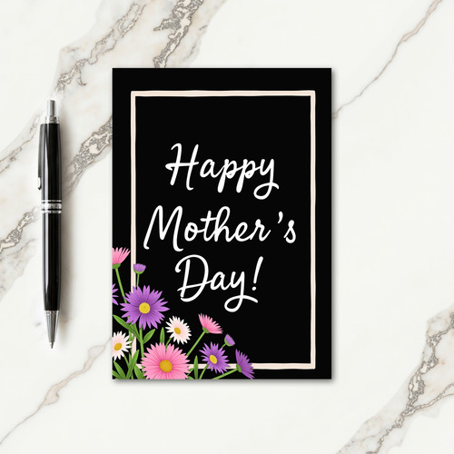 Floral Black Mothers Day Card