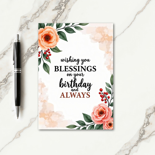 Floral Blessing Birthday Card