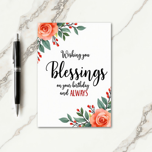 Floral Blessings Birthday Card